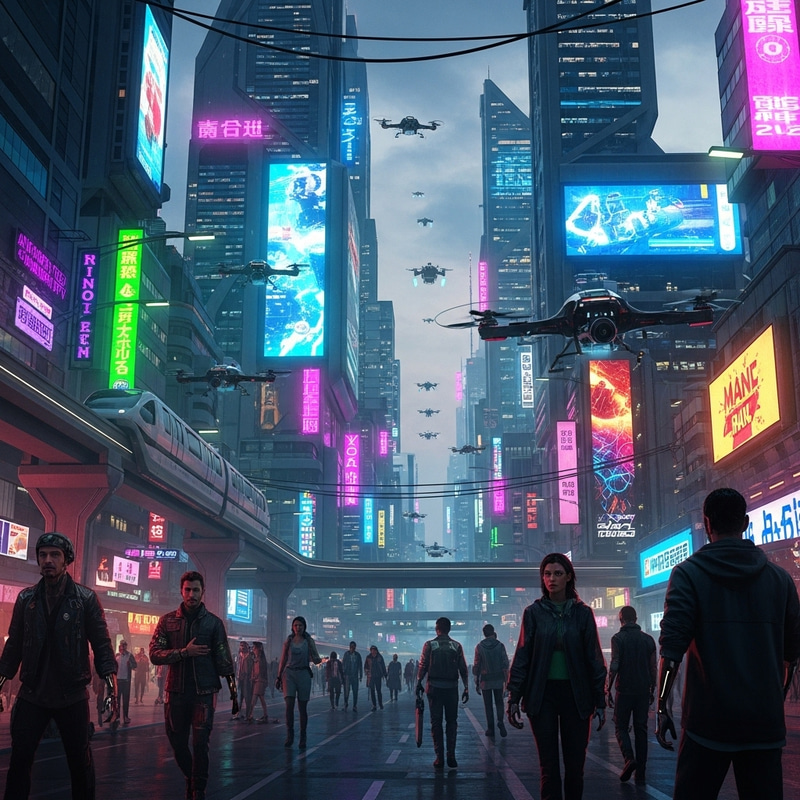 Futuristic Cityscape: Cyberpunk Urban Adventure