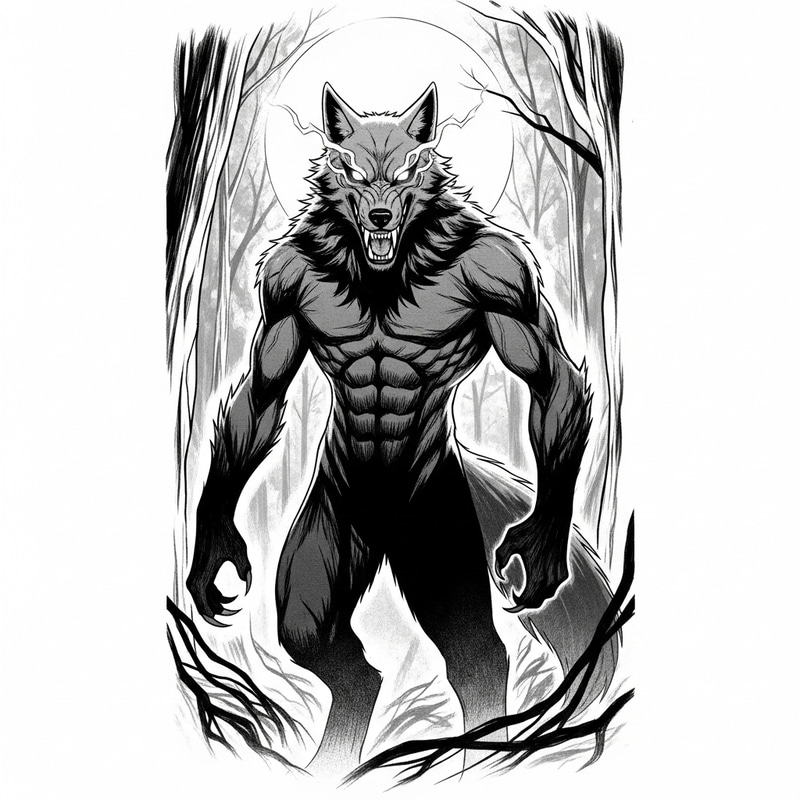 Powerful Manga-Style Werewolf Illustration Powerful Manga-Style Werewolf Illustration