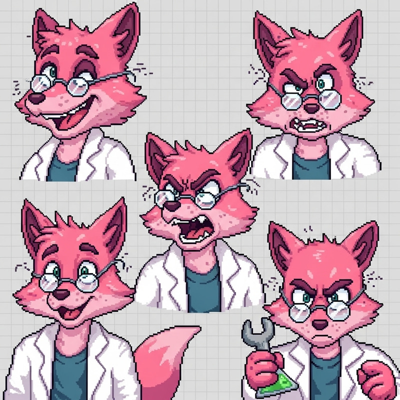 Pixel Art Android 21 Fox Scientist Character Sheet Pixel Art Android 21 Fox Scientist Character Sheet