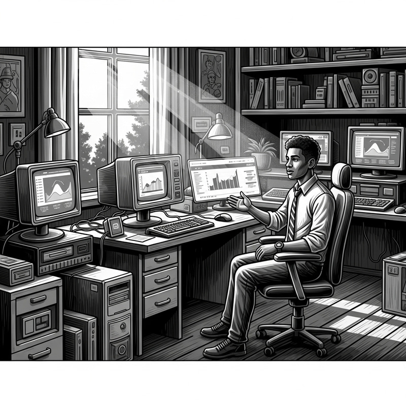 Vintage Webinar Stylization with Retro Monitor and Young Guy Vintage Webinar Stylization with Retro Monitor and Young Guy