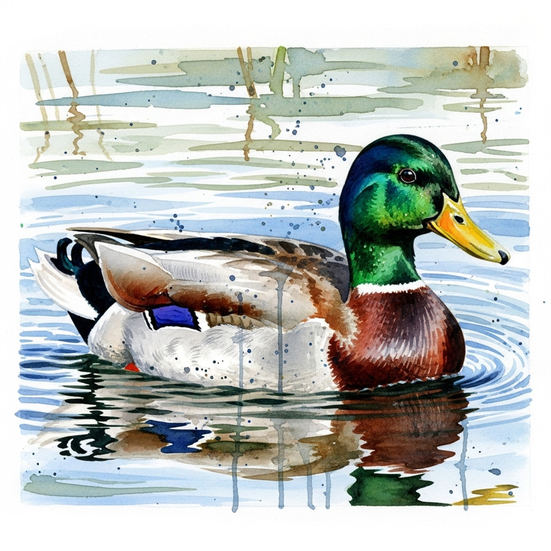 Watercolor Canard Colvert Art | Mallard Duck Painting Watercolor Canard Colvert Art | Mallard Duck Painting