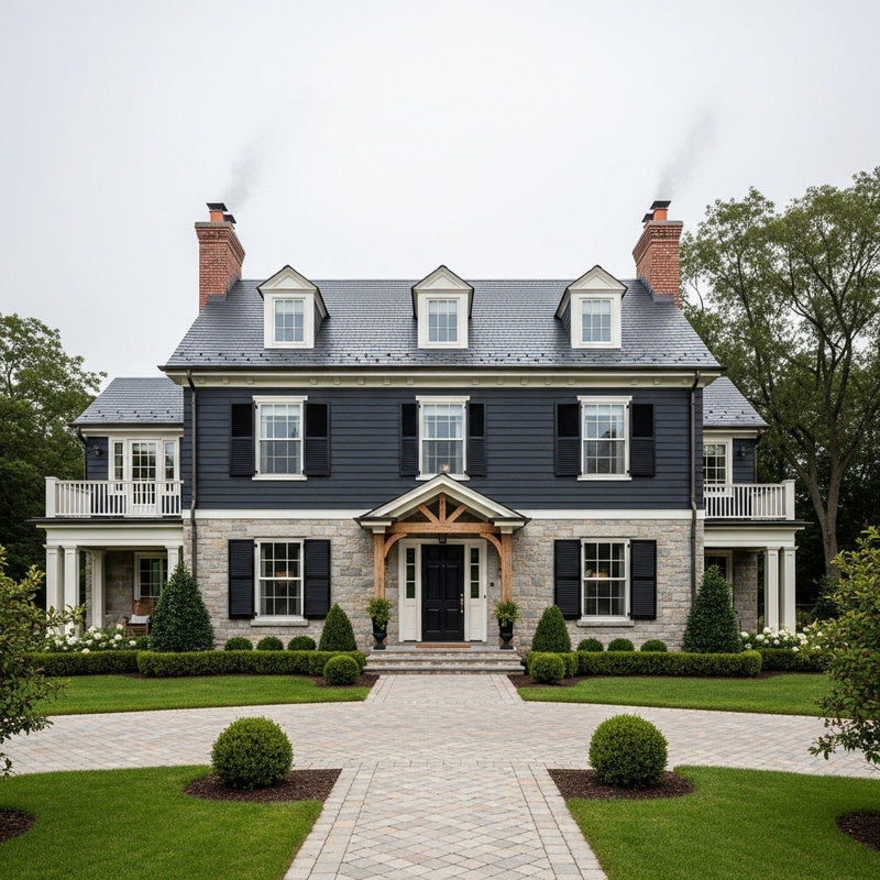 Black Renaissance House - Classic Design with Gabled Roofs Black Renaissance House - Classic Design with Gabled Roofs