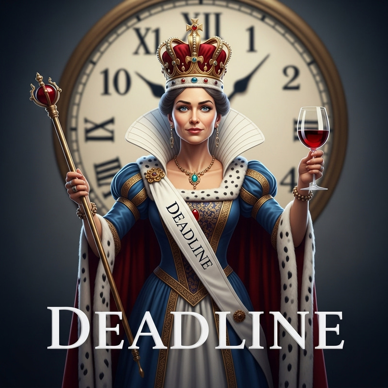 Regal Deadline Queen with Wine | Royal Deadline Humor Regal Deadline Queen with Wine | Royal Deadline Humor