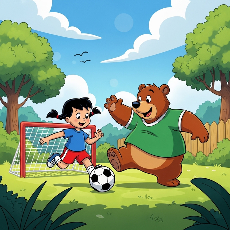 Masha and Bear Playing Soccer in the Yard | Fun Cartoon Game