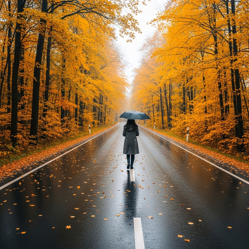 Lonely Autumn Road: Embracing Solitude in Nature Lonely Autumn Road: Embracing Solitude in Nature