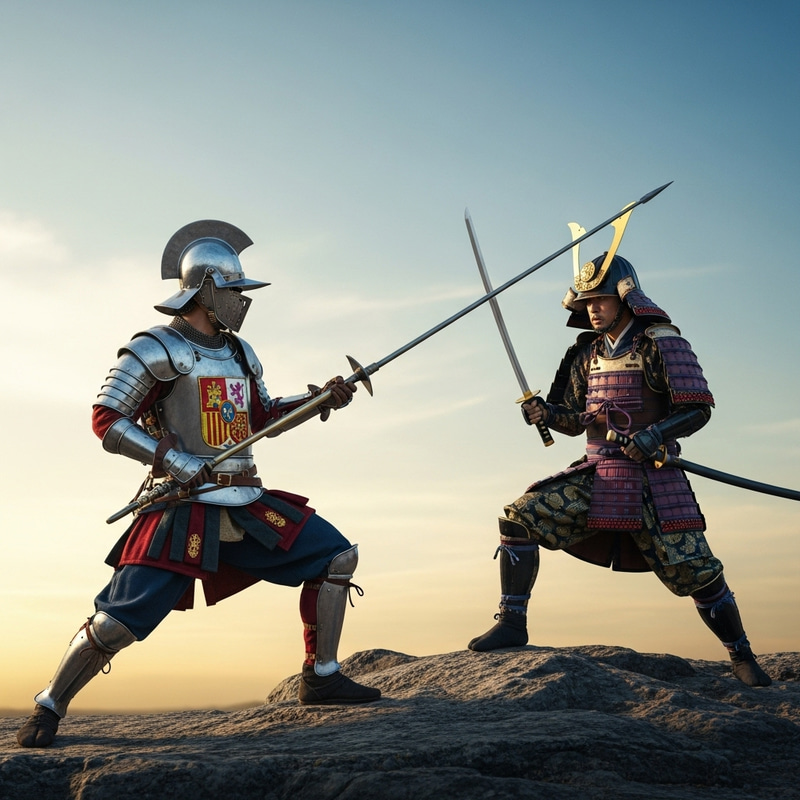 Spanish Soldier Battles Japanese Samurai Spanish Soldier Battles Japanese Samurai