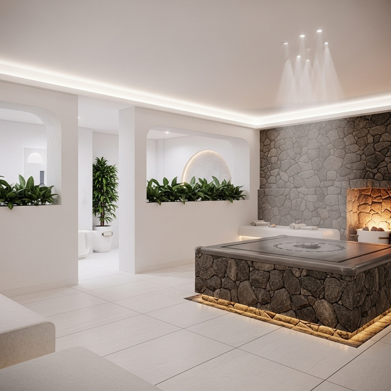 Modern Minimalist Spa with Hammam: Tranquil Retreat Modern Minimalist Spa with Hammam: Tranquil Retreat