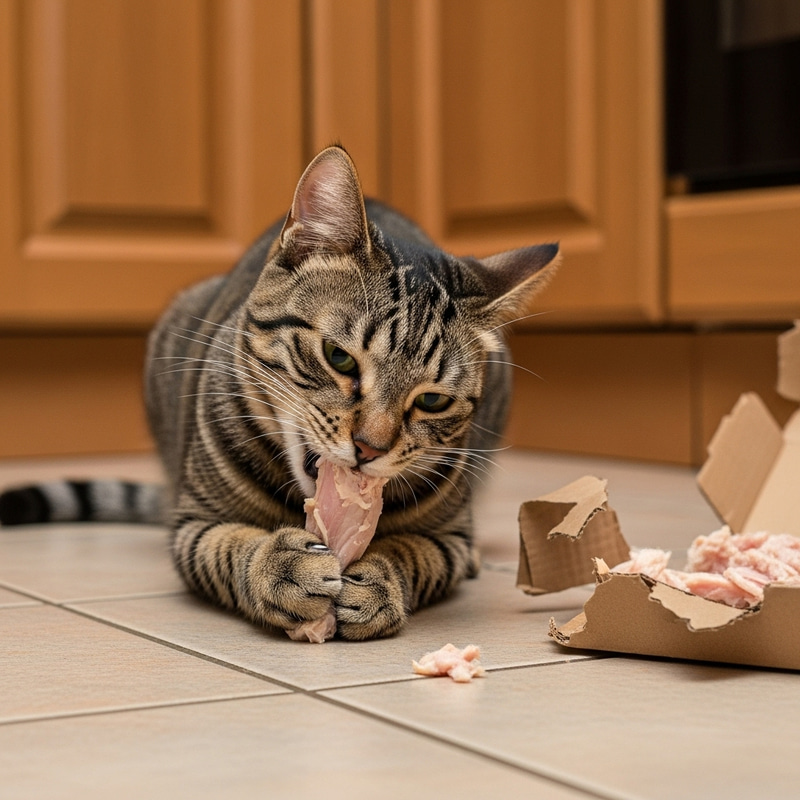 Cute Cat Eating - Adorable Feline Snacking