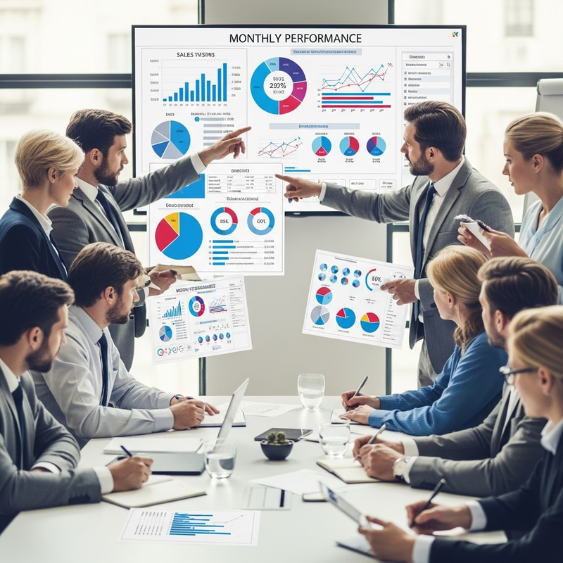 European Sales Team Analyzing Monthly Results: Importance of KPIs