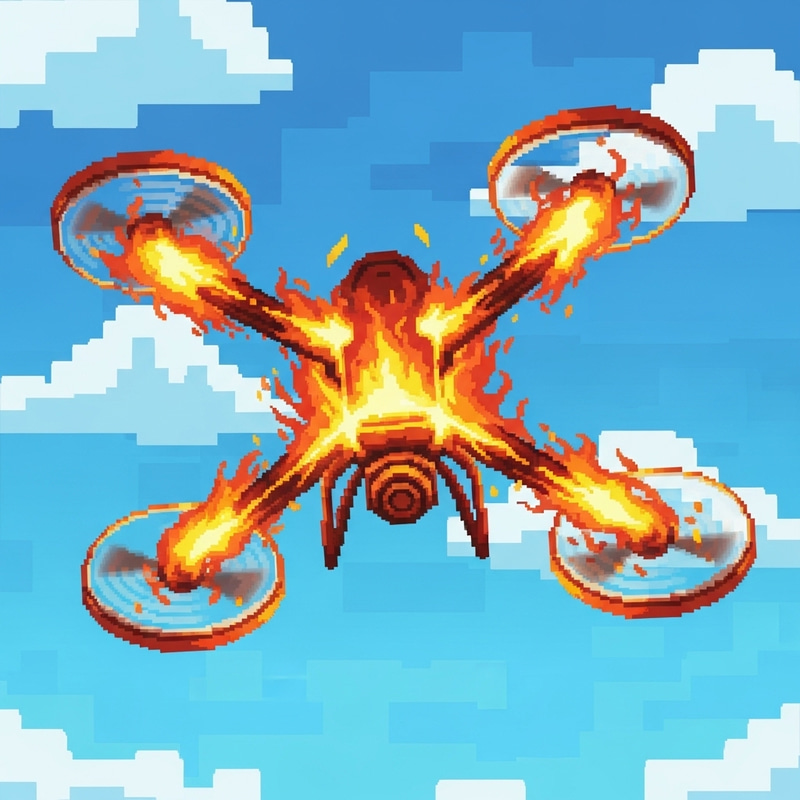 Quadcopter Soaring in Flames - Raster Style Design