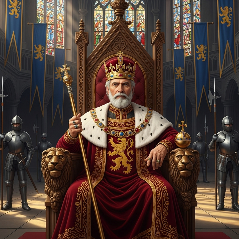 Majestic King Seated on Throne | Medieval Royalty Majestic King Seated on Throne | Medieval Royalty