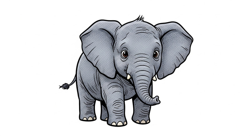 Cell-Shaded Baby Elephant | Exaggerated Comic Style Illustration