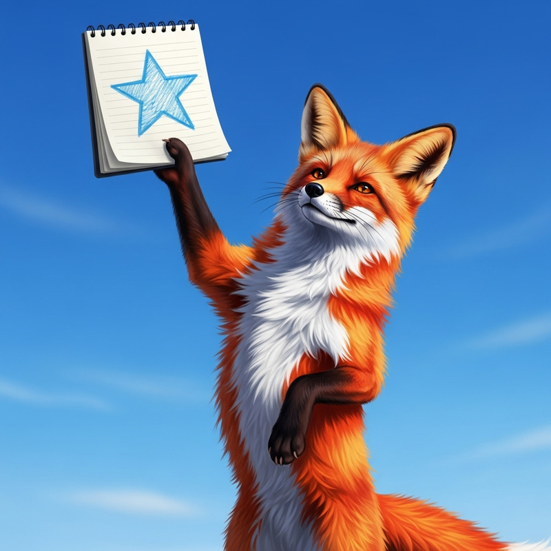 Vibrant Fox Displaying Star Artwork | Artistic Wildlife Scene Vibrant Fox Displaying Star Artwork | Artistic Wildlife Scene
