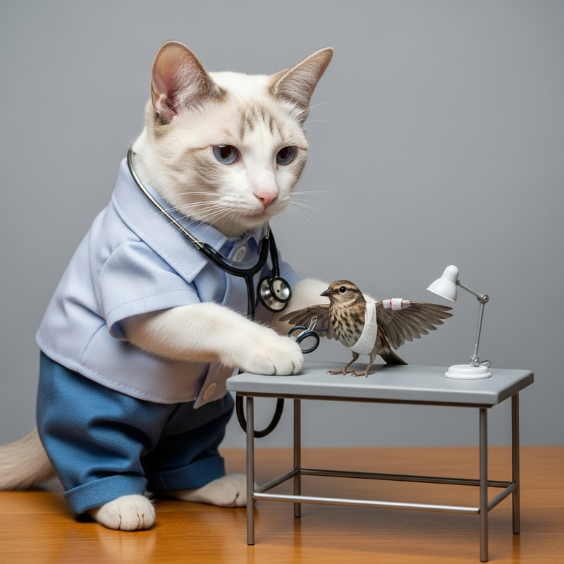 Adorable Cat Doctor: Enchanting Healing Scene Adorable Cat Doctor: Enchanting Healing Scene