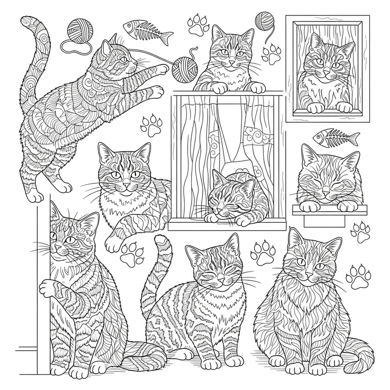 Cat Coloring for Adults: Relax with Intricate Designs Cat Coloring for Adults: Relax with Intricate Designs