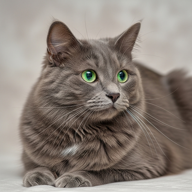 Majestic Grey Fluffy Boy Cat with Green Eyes Majestic Grey Fluffy Boy Cat with Green Eyes