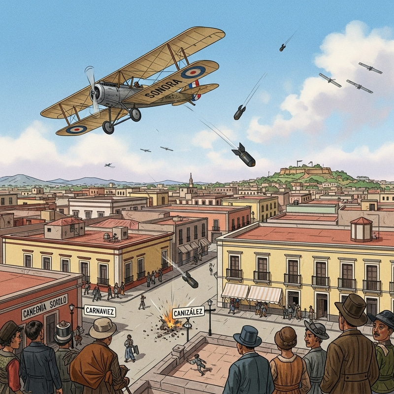 First Aerial Bombing in America: Mazatlán, Mexico 1914 - Historical Scene from Mexican Revolution First Aerial Bombing in America: Mazatlán, Mexico 1914 - Historical Scene from Mexican Revolution