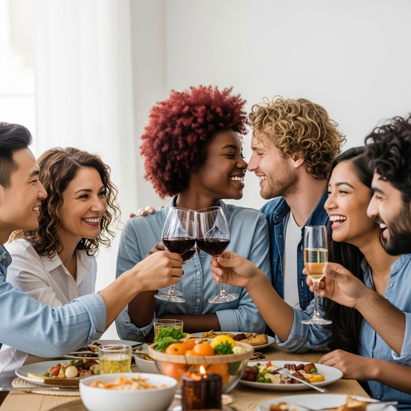 Cheerful Couples Dining Together in Harmony Cheerful Couples Dining Together in Harmony