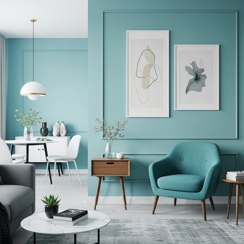 Modern Interior in Shades of Robin's Egg Blue Modern Interior in Shades of Robin's Egg Blue