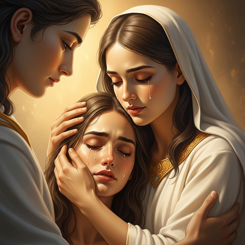 Jesus Comforting a Crying Model - Divine Connection Art Jesus Comforting a Crying Model - Divine Connection Art