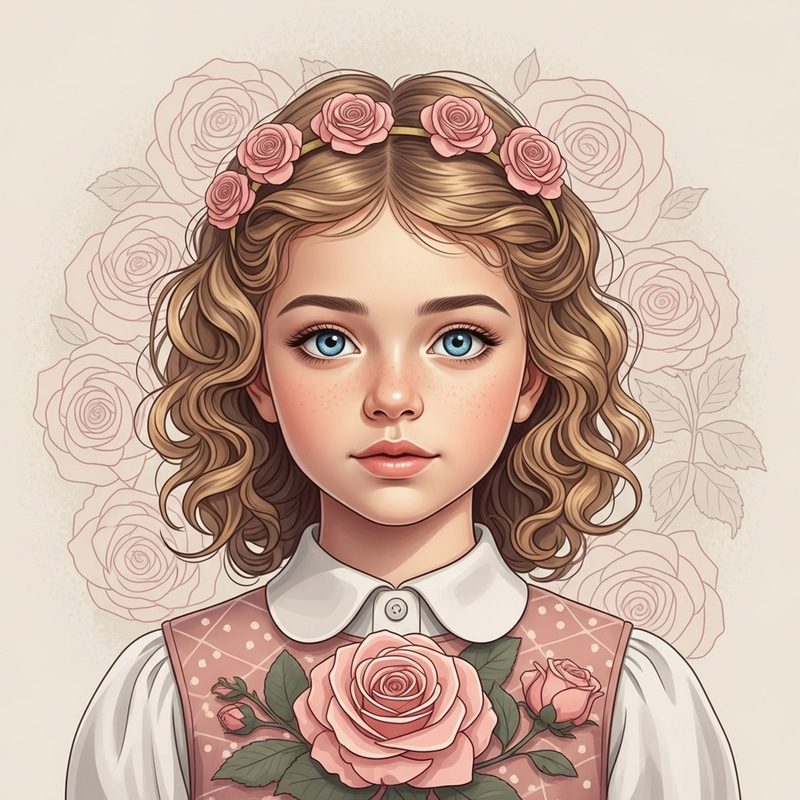 Curly Blond Girl with Bright Blue Eyes Against Beige Background | Serene Beauty Curly Blond Girl with Bright Blue Eyes Against Beige Background | Serene Beauty