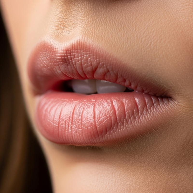 Profile of Woman's Lips: Natural Curve and Soft Texture