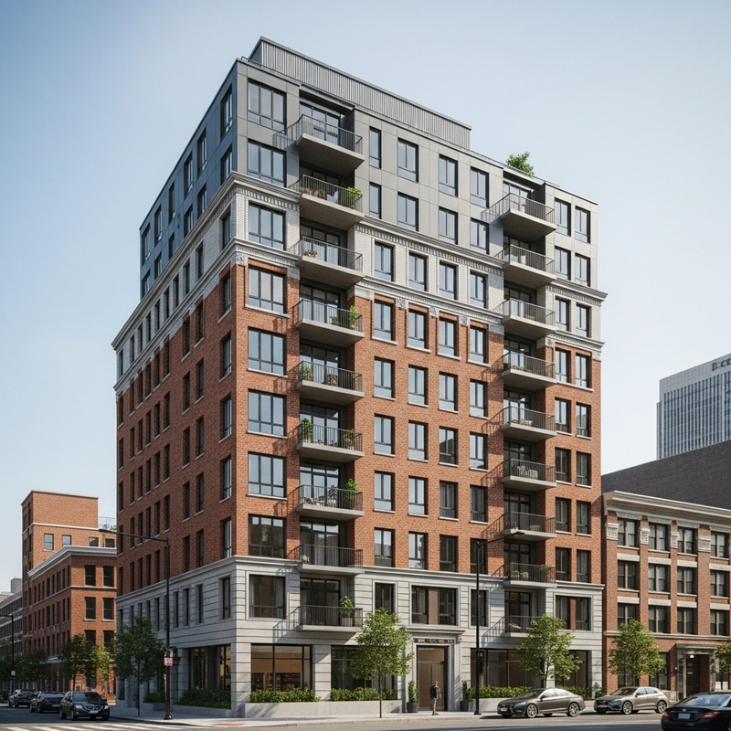 Modern Classic Apartment Building | Urban Skyline View