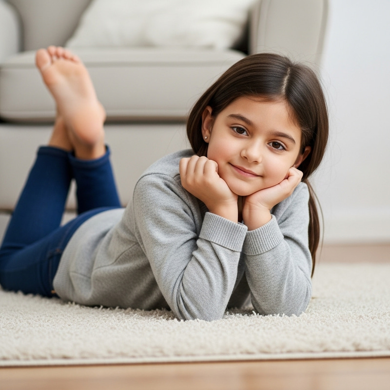 Serene Spanish Girl Barefoot Relaxing | Cozy Leisure Scene
