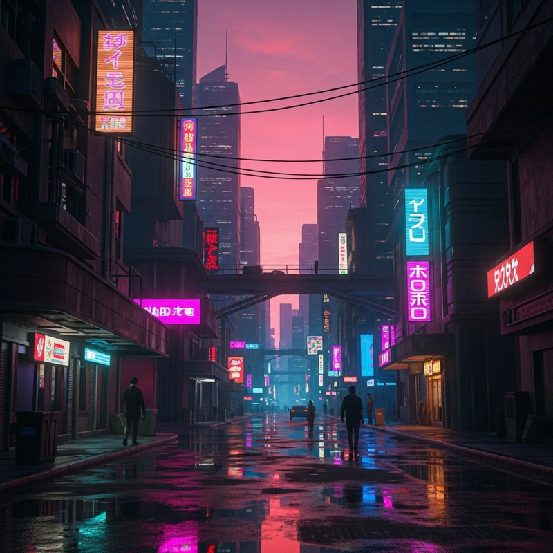 Neon Cyberpunk City at Sunset | Blade Runner Inspired Art