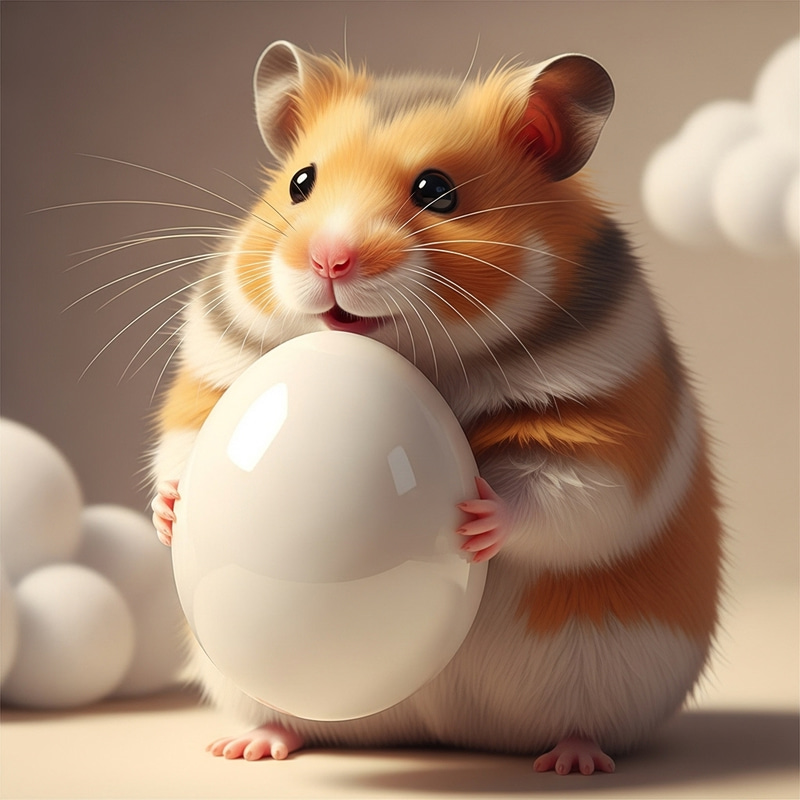 Cute Hamster Holding Shiny Egg | Cozy Atmosphere