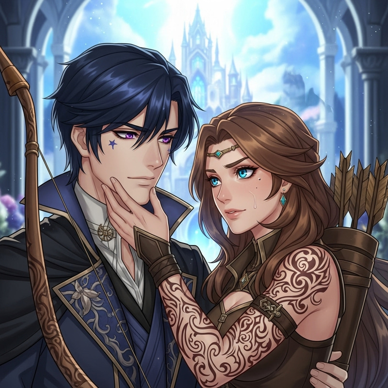 Rhysand and Feyre: Enchanting Fantasy Couple in Mystical Embrace Rhysand and Feyre: Enchanting Fantasy Couple in Mystical Embrace