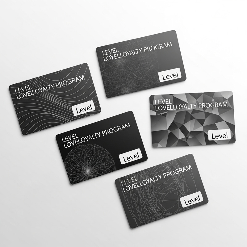 Monochrome Loyalty Program Cards: Four Levels, Elegant Design