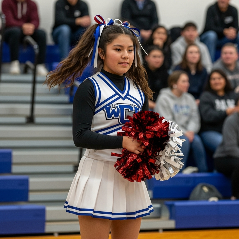 Native American Cheerleader at Middle School Game Native American Cheerleader at Middle School Game