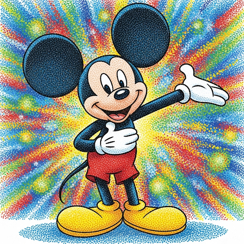 Mickey Mouse Pointillism Art Mickey Mouse Pointillism Art