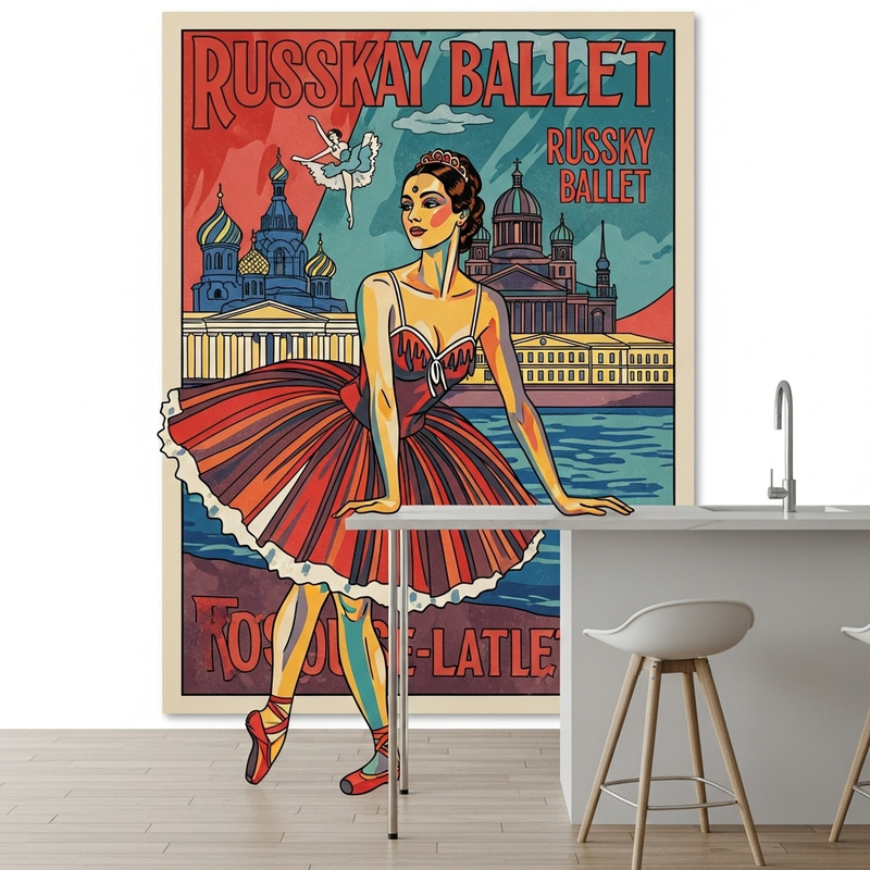 Elegant Russian Ballet Poster with Modern Twist Elegant Russian Ballet Poster with Modern Twist