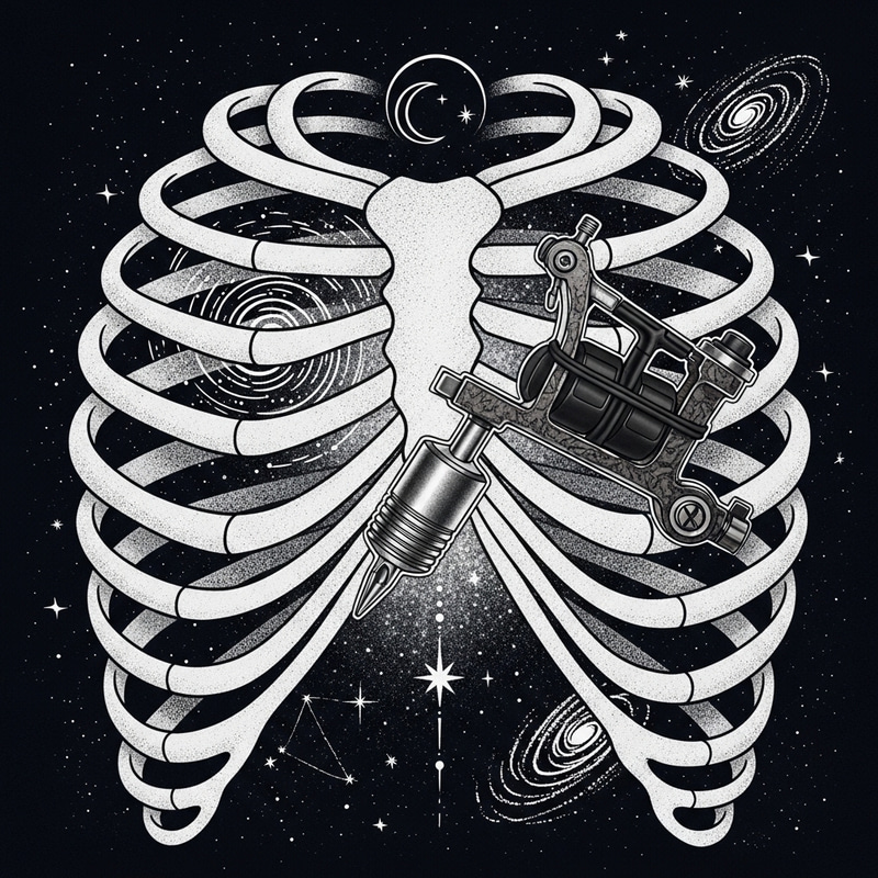 Thai-Inspired Delicate Celestial Rib Cage Tattoo Thai-Inspired Delicate Celestial Rib Cage Tattoo