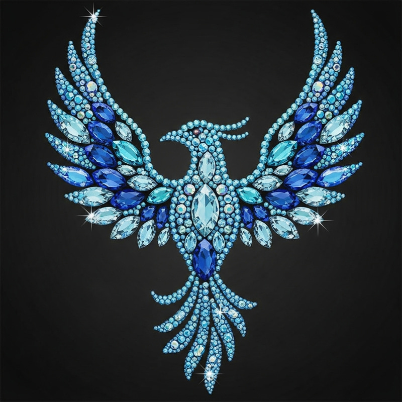 Unique Phoenix Logo in Cold-Tone Blue SWAROVSKI Crystals