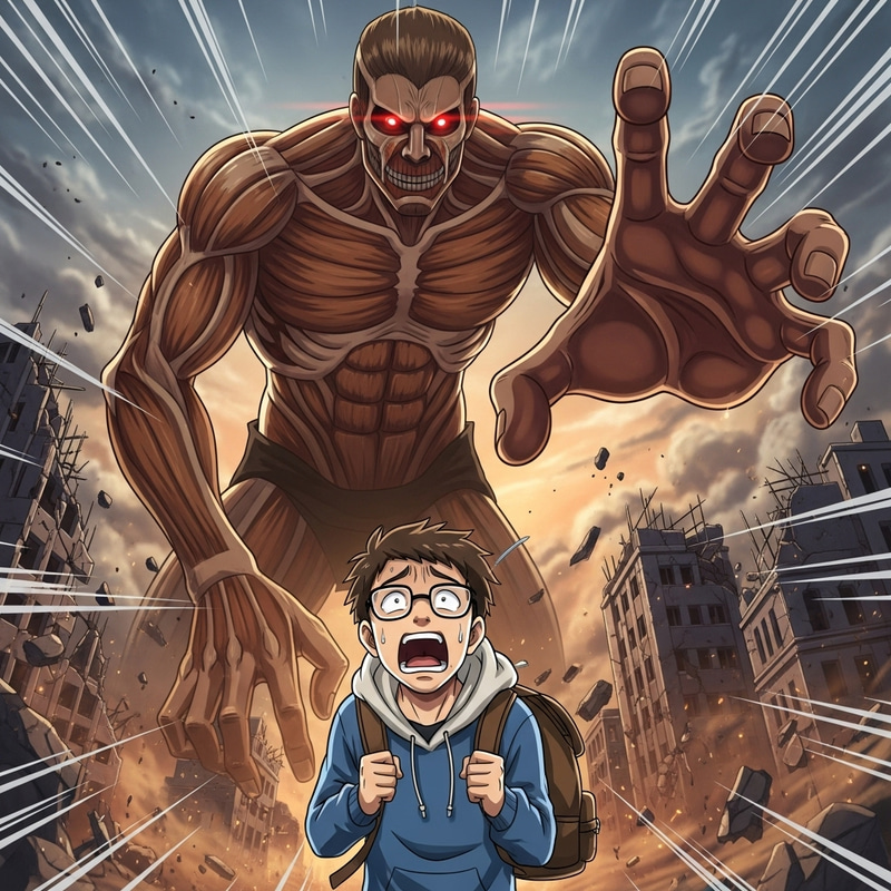 Anime Blogger Attacked by Colossal Titan - Eduardo Perez in Anime Form