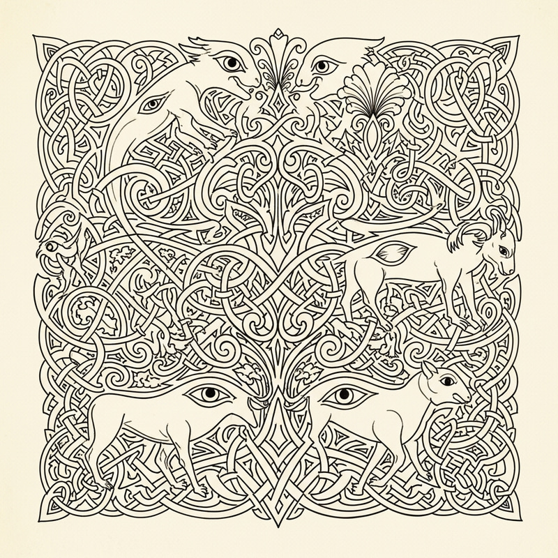 Sketch Design of Nordic Art: Ringerike Period Inspiration