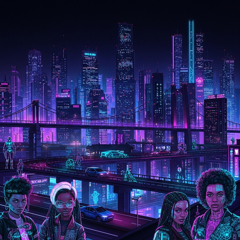 Shimmering Cyberpunk Cityscape: A Futuristic Vision Shimmering Cyberpunk Cityscape: A Futuristic Vision