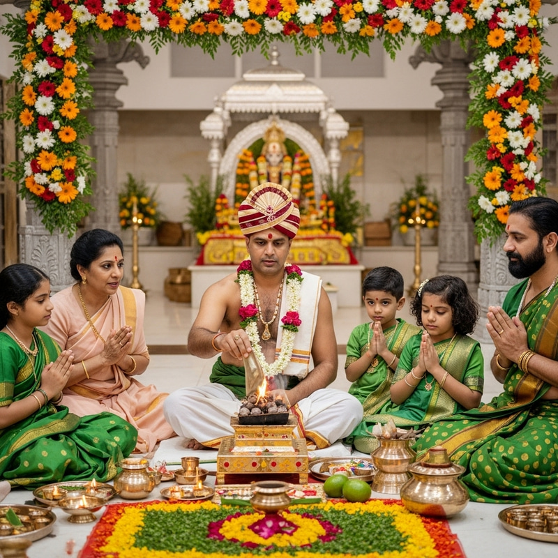 Exquisite South Asian Purohit Hawan Ritual with Devotee Family Exquisite South Asian Purohit Hawan Ritual with Devotee Family