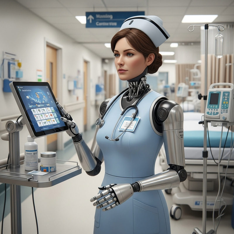 Female American Robotic Nursing - Advanced and Empathetic Care Female American Robotic Nursing - Advanced and Empathetic Care