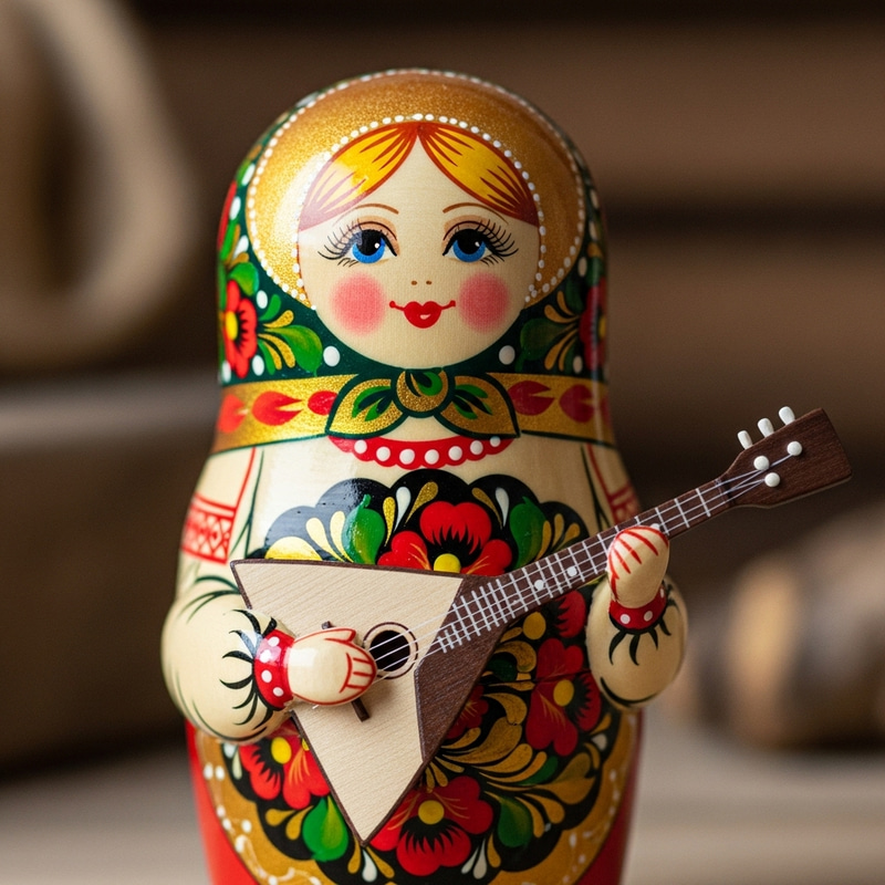 Russian Matryoshka Doll with Balalaika - Traditional Souvenir Russian Matryoshka Doll with Balalaika - Traditional Souvenir