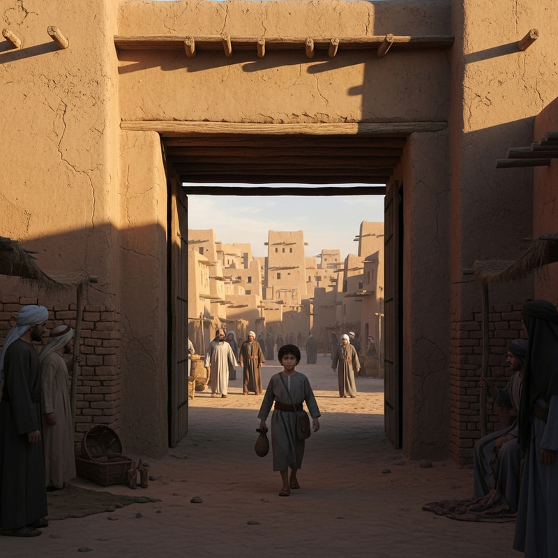 Young Boy Entering Pre-Islamic City | Ancient Era Scene Young Boy Entering Pre-Islamic City | Ancient Era Scene