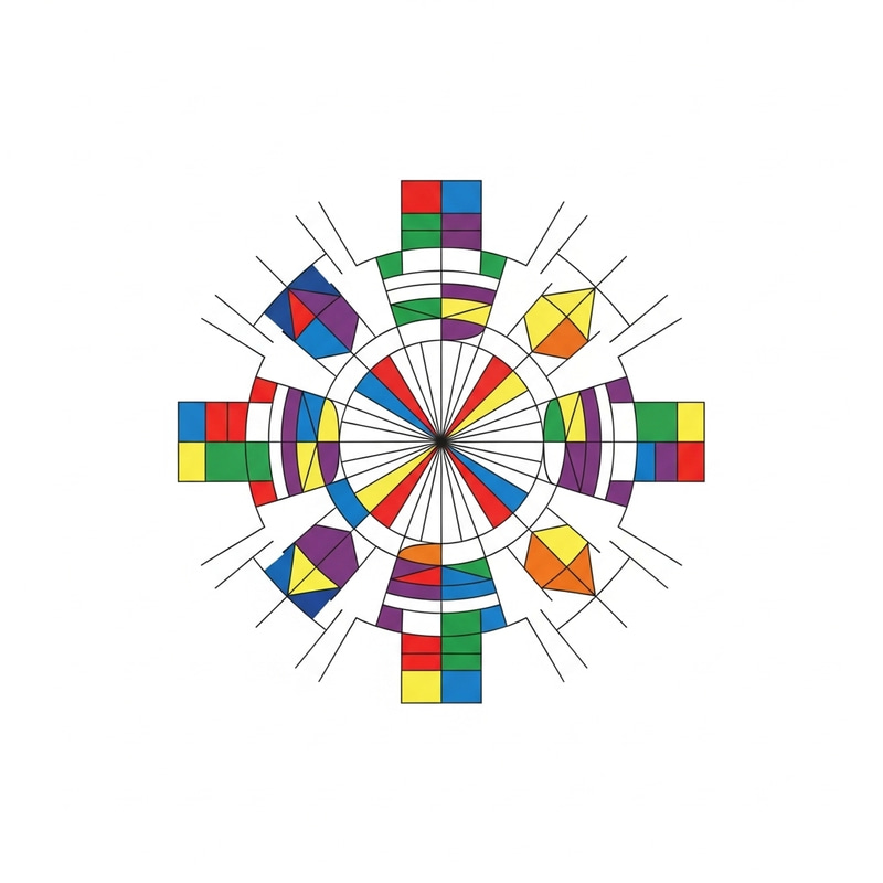 Harmonious Geometric Circle Design: Line Variation & Color Harmony