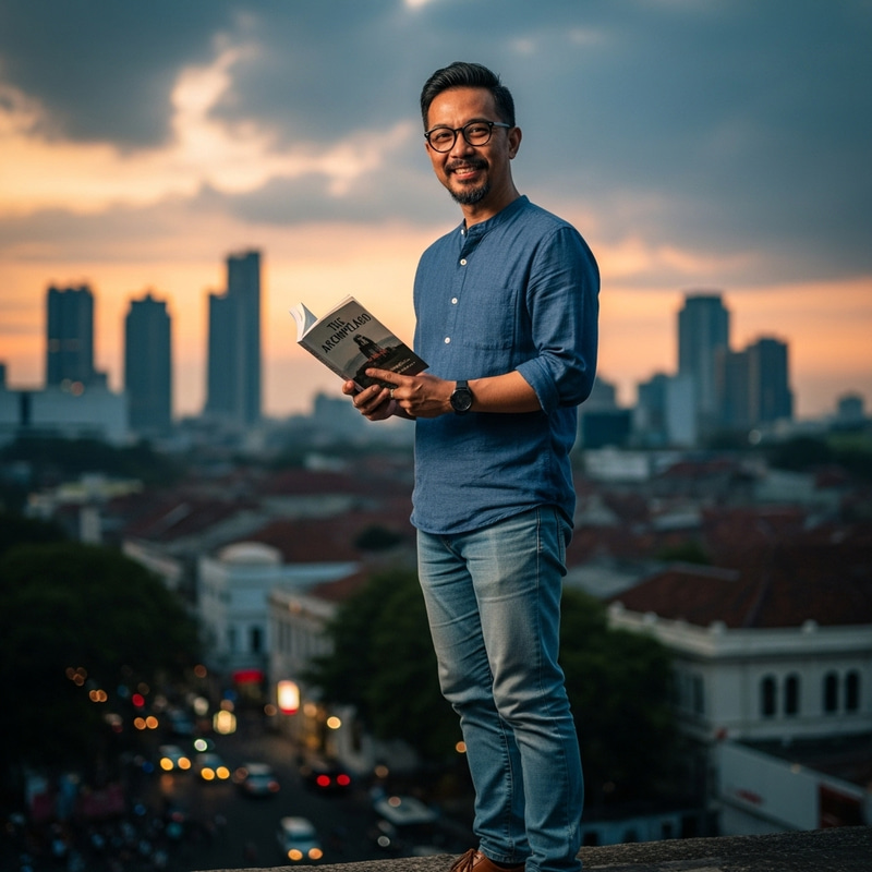 Ahmad Baihaqi - Stylish Indonesian Man Holding Book