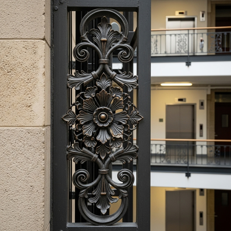 Elegant Floral Forging Adorning University Elevators Elegant Floral Forging Adorning University Elevators