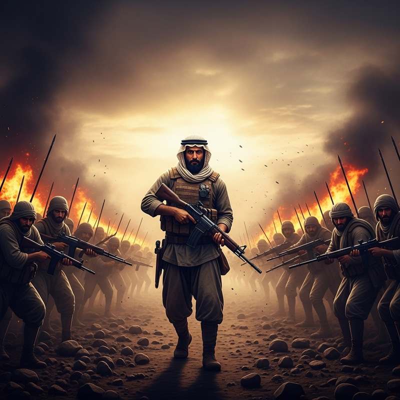 Courageous Soldier in Epic Battle - Defeating Daunting Foes Courageous Soldier in Epic Battle - Defeating Daunting Foes