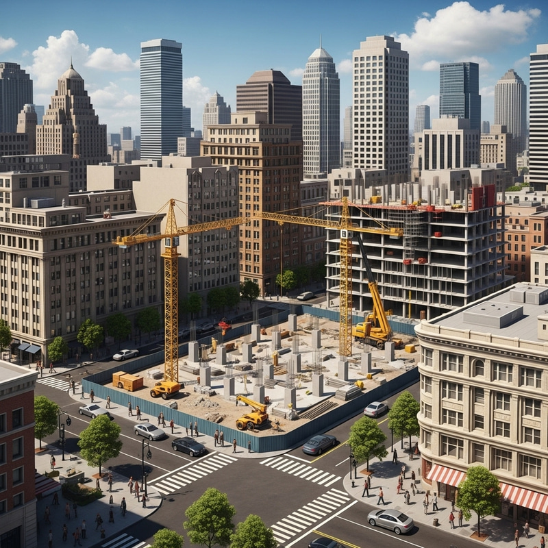 Vibrant Urban Cityscape with Diverse Architecture and Development Vibrant Urban Cityscape with Diverse Architecture and Development