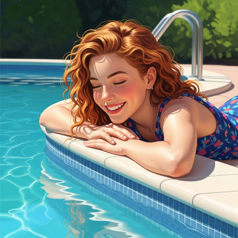Ethereal Summertime Portrait by Luxurious Pool | Vibrant Art
